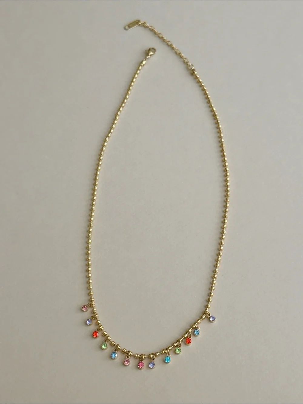 Multicolor Dangle Crystal Necklace D215 - Picture 6 of 8
